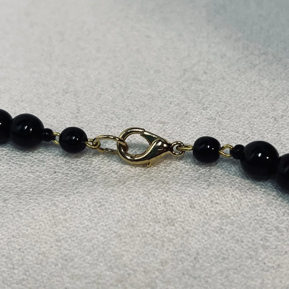 Vintage Black Glass Beaded Necklace (5117) - Picture 7 of 7